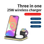 Surbort 15W Wireless Charger, 4 in 1 Foldable Cell Phone Charger, Cell Phone Charging Station, Portable Wireless Charging Station, Portable Bluetooth Speaker, Timer Alarm Clock