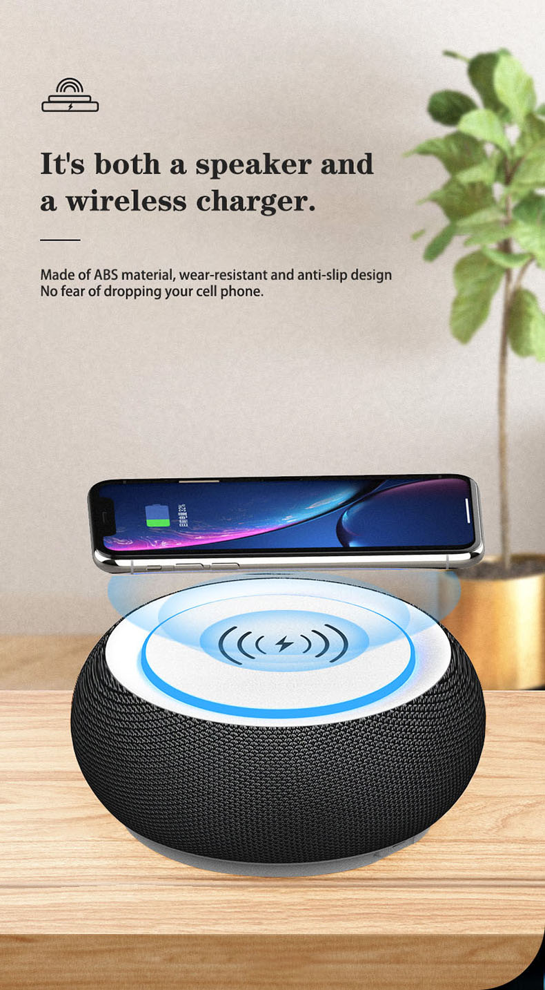 15W wireless charger for cell phone, wireless bluetooth speaker, wireless charging speaker for cell phone, colorful wireless charging speaker