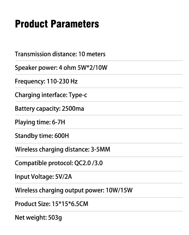 15W wireless charger for cell phone, wireless bluetooth speaker, wireless charging speaker for cell phone, colorful wireless charging speaker