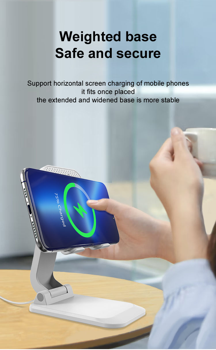 15W Wireless Charger, Apple Phone Charger, Foldable Lift and Swivel Stand, Cell Phone Charging Station, Cell Phone Wireless Charging Speaker
