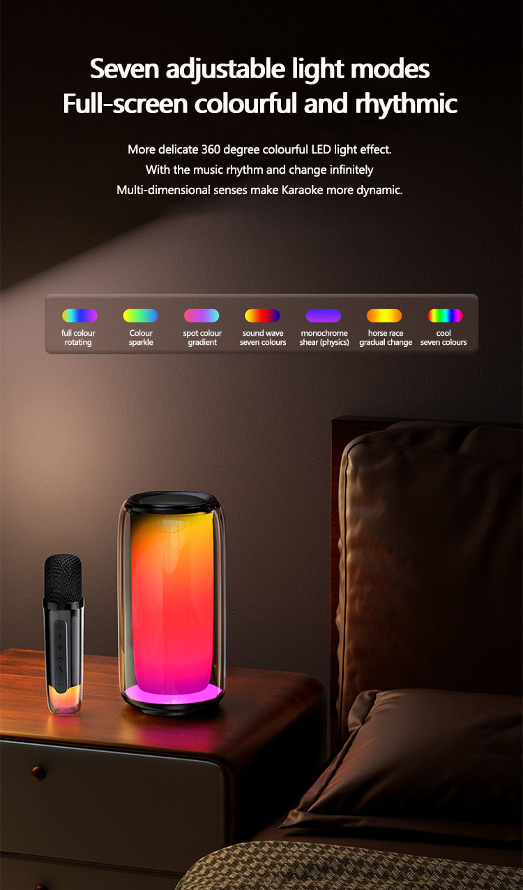 Karaoke Bluetooth Speaker, RGB Colorful Speaker, Smart AI Speaker, Microphone Speaker, Stereo Speaker, Wireless Bluetooth Speaker