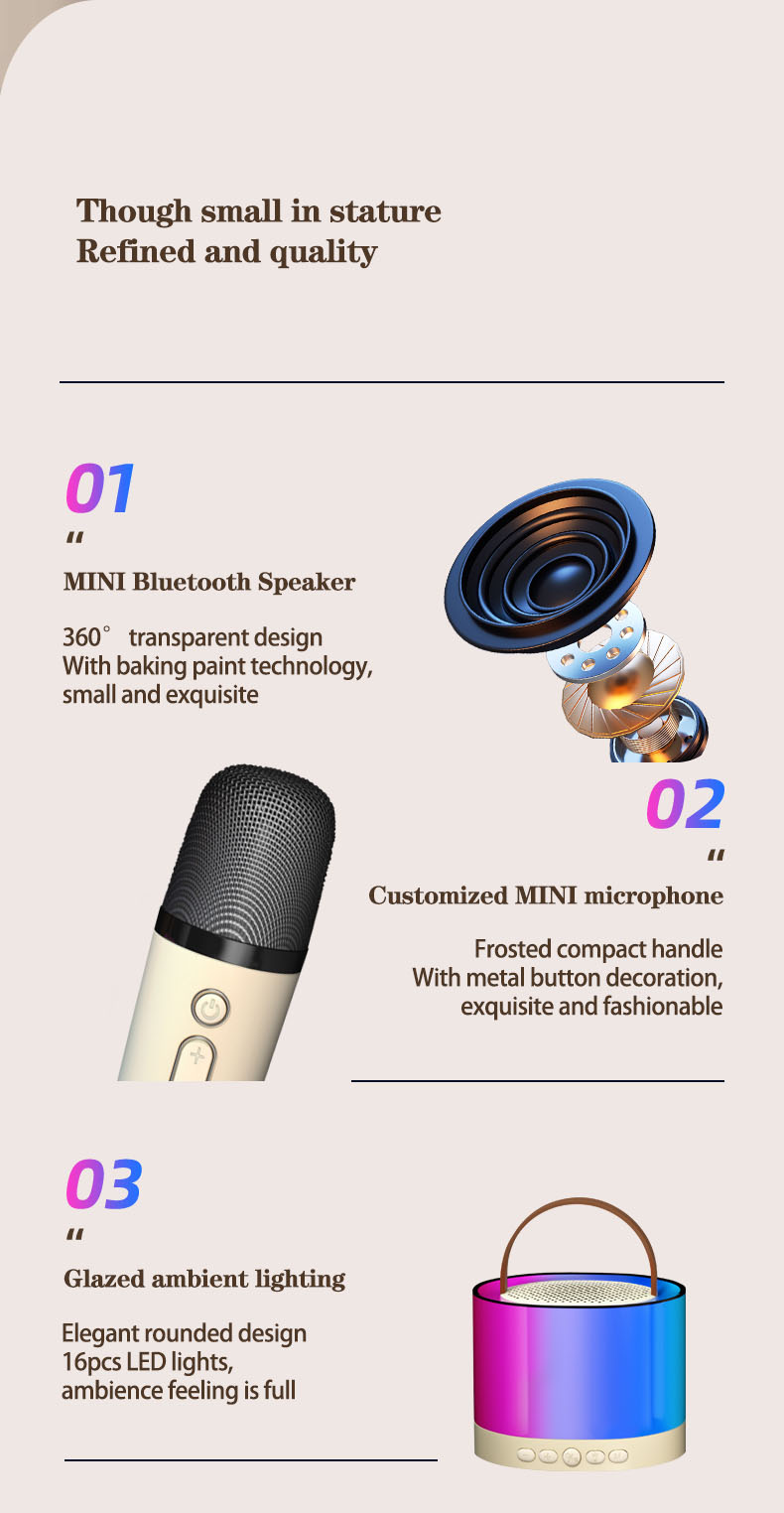 Karaoke dual-mic speakers, wireless microphone speakers, home KTV speakers, bluetooth speakers, singing speakers, portable bluetooth speakers