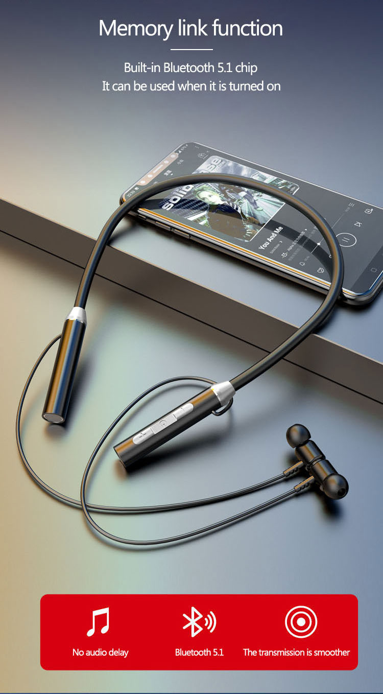Neck-mounted Bluetooth headset, neck-mounted magnetic sports headset , wireless bluetooth headset, stereo bluetooth headset, plug-in wireless headset.