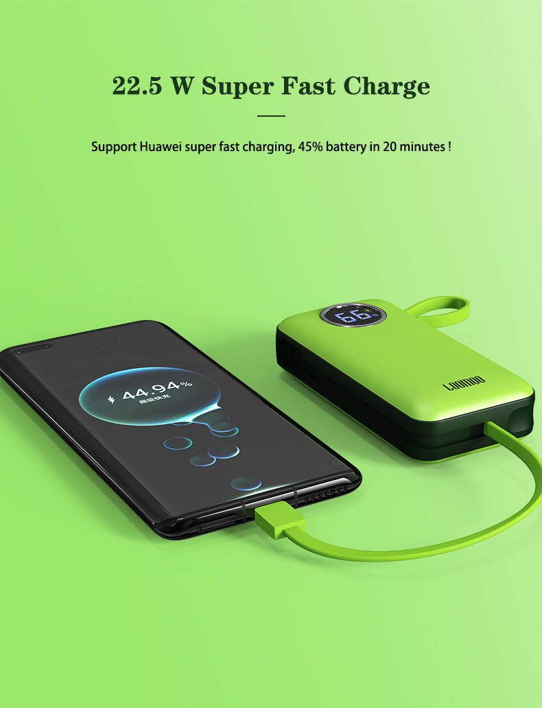 Portable rechargeable power bank, 10000mAh rechargeable power bank, mobile power, iphone rechargeable power bank, PD mobile power, 20W rechargeable power bank