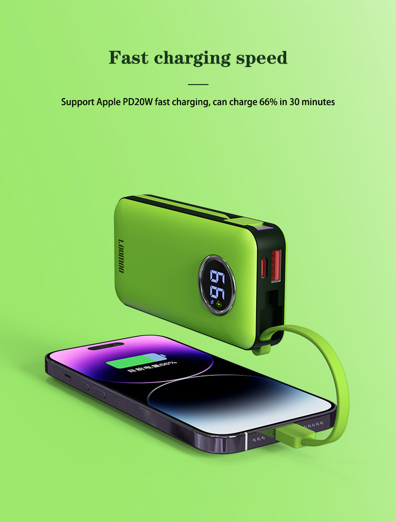 Portable rechargeable power bank, 10000mAh rechargeable power bank, mobile power, iphone rechargeable power bank, PD mobile power, 20W rechargeable power bank