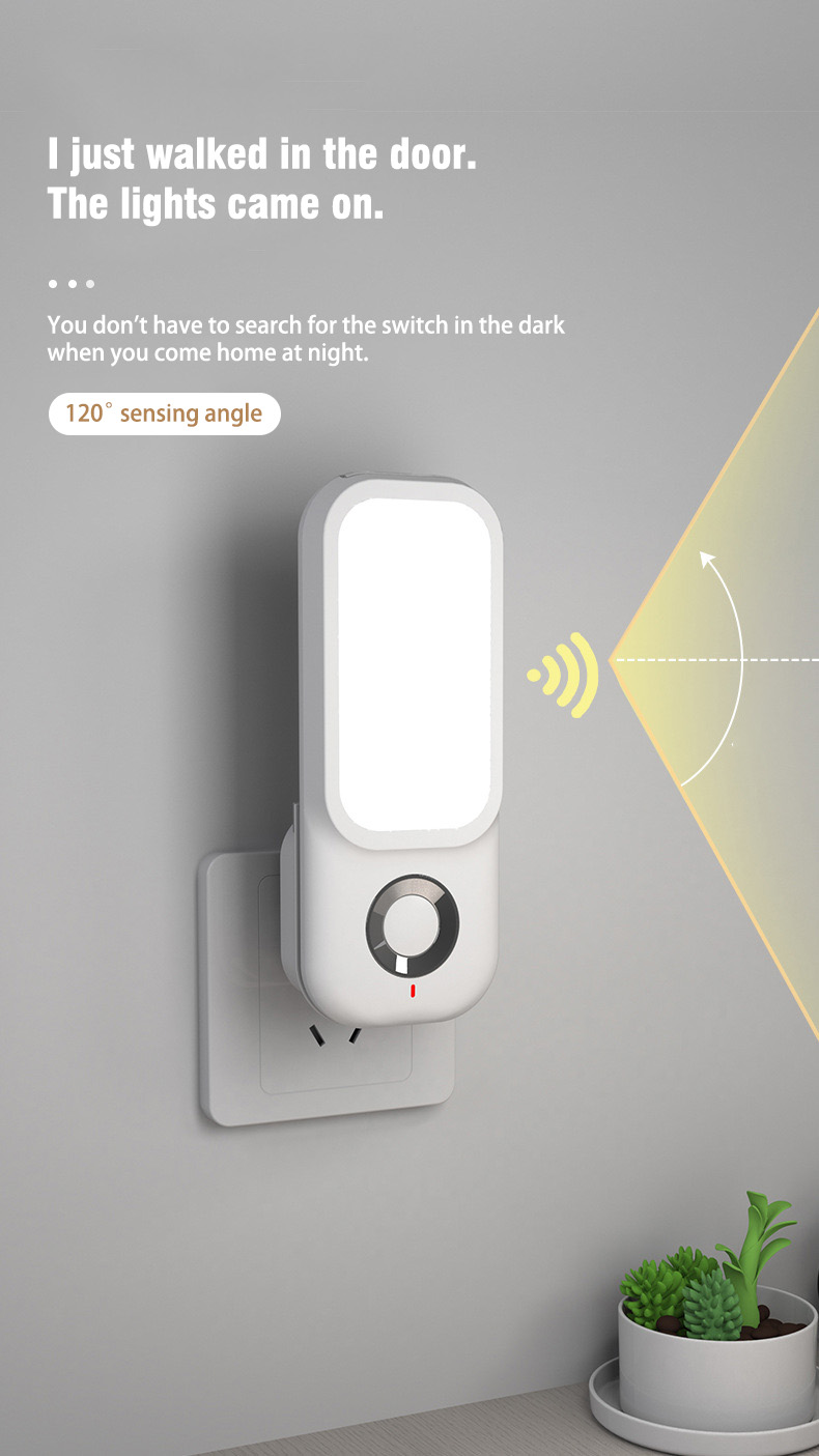 Smart wireless charging body sensor charging socket aisle corridor night bedroom bedside night light with flashlight