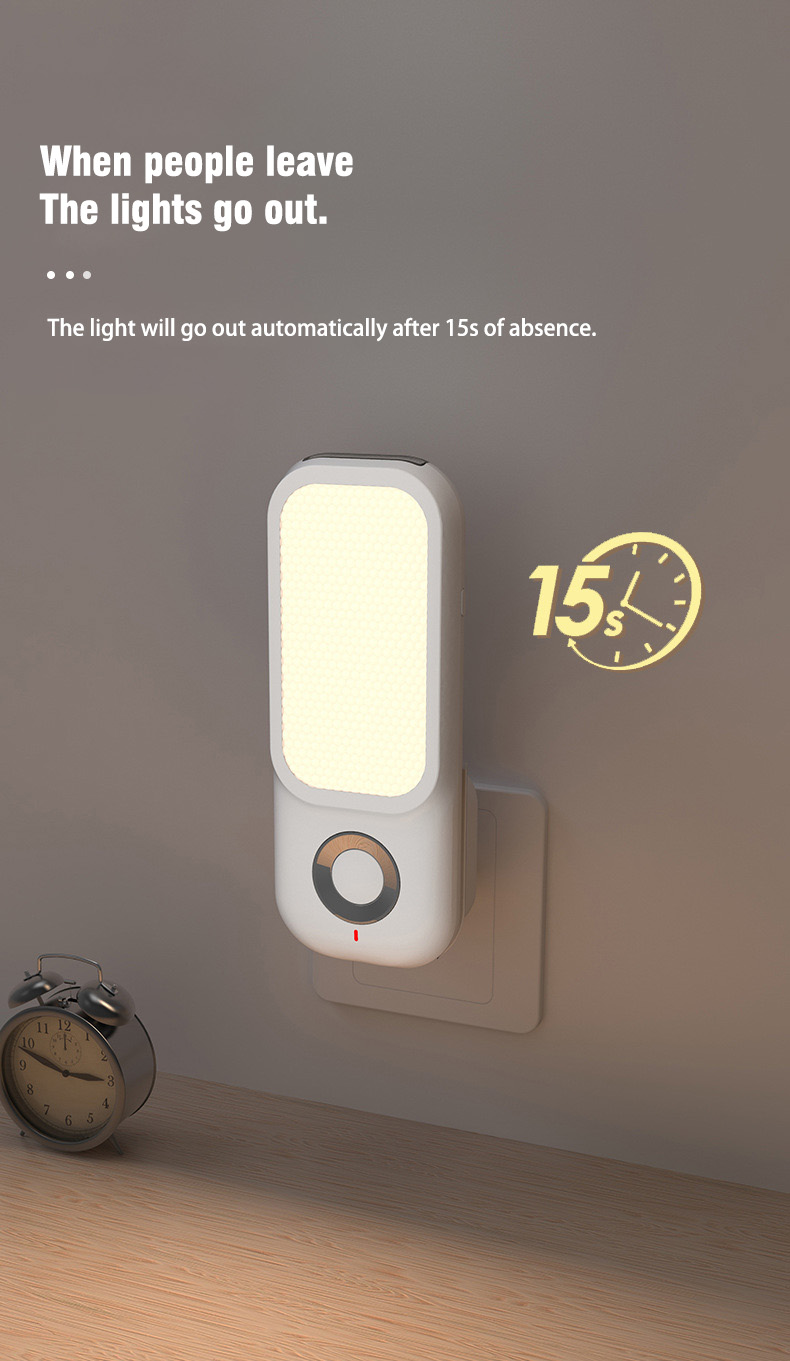 Smart wireless charging body sensor charging socket aisle corridor night bedroom bedside night light with flashlight