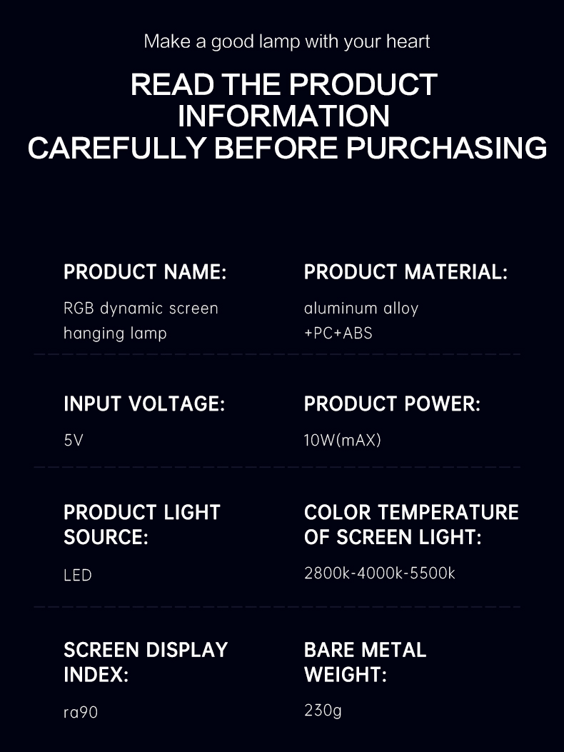 Surbort Computer Screen Hanging Lamp, Aluminum Eye Lamp, RGB Ambient Light, Gaming Eye Lamp, Asymmetric Light Source