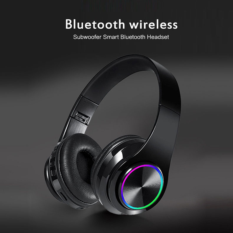 Surbort Headband Bluetooth Headset, Wireless Plug-in Headset, Portable Bluetooth Headset, Noise Canceling Headset, Dazzle Color Illuminated Headset