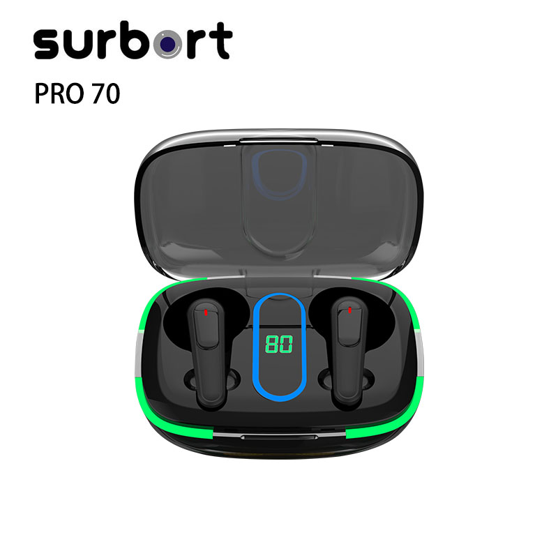 Surbort PRO70 Wireless Bluetooth Headset, Gaming Bluetooth Headset, Low Latency Headset, Smart Digital Display Bluetooth Headset