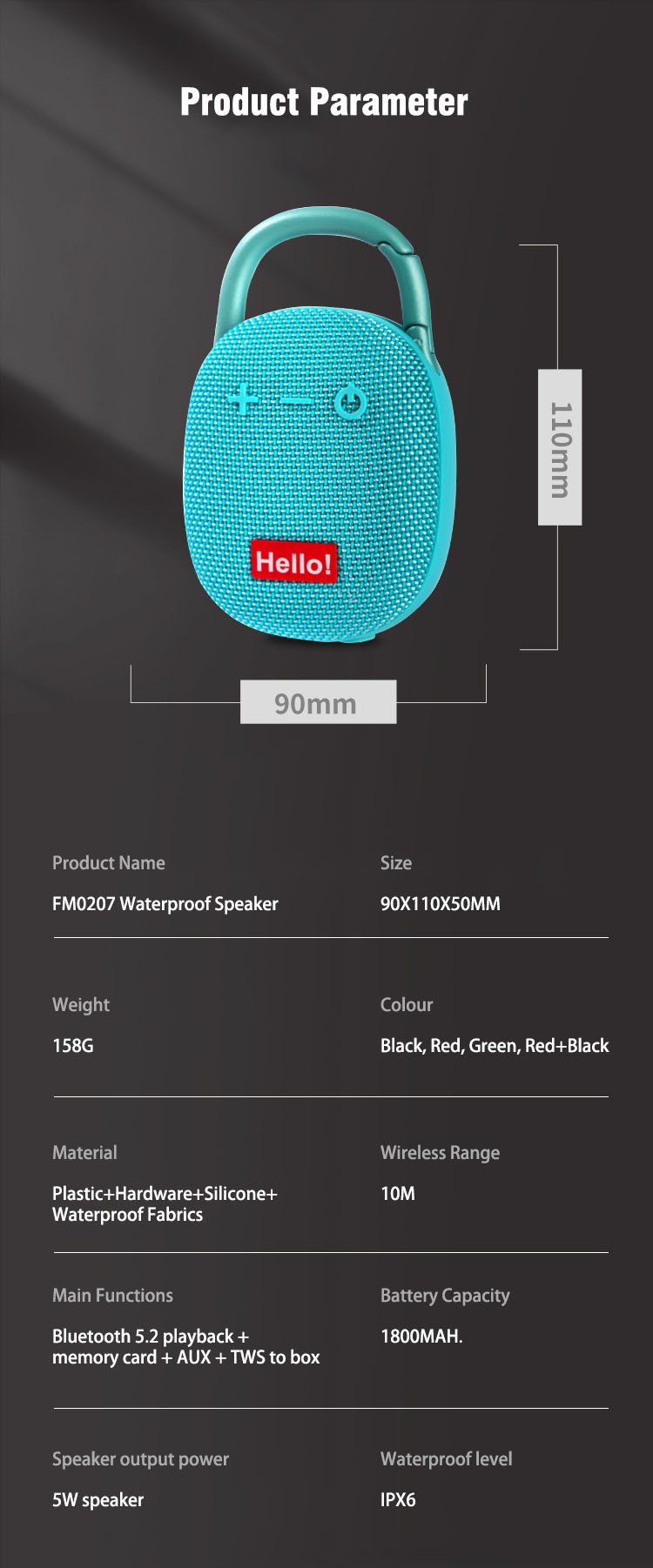 Surbort Portable Bluetooth Speaker, IPX6 Waterproof Bluetooth Speaker, Mini Bluetooth Speaker, Outdoor Bluetooth Speaker
