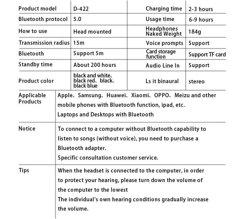 Surbort Wireless Bluetooth Headset, Headband Bluetooth Headset, Noise Cancelling Headset, Portable Bluetooth Headset