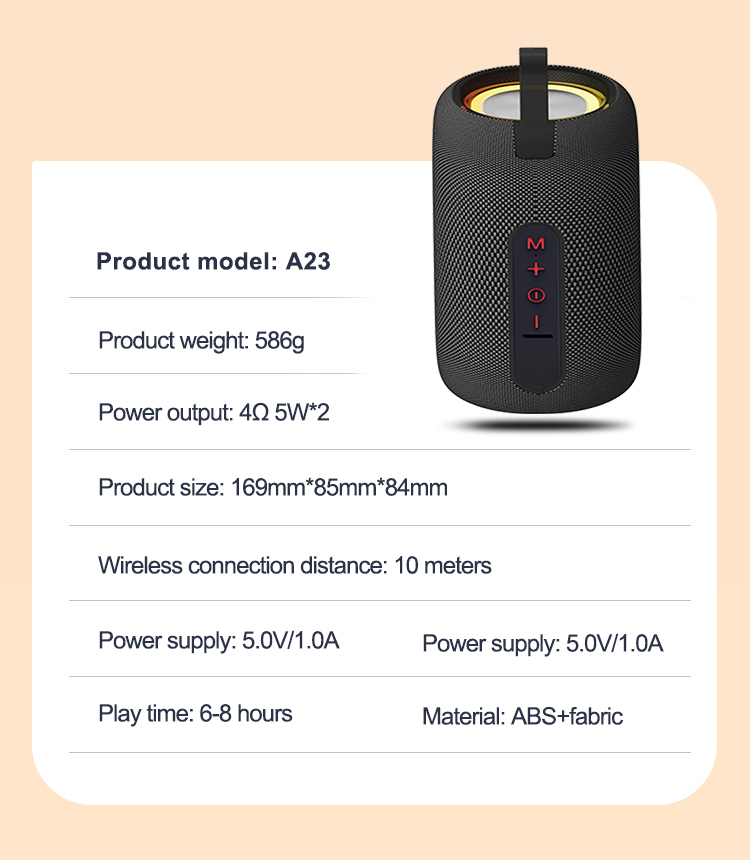 Surbort Wireless Bluetooth Speaker, Portable Bluetooth Speaker, Subwoofer, LED Dazzle Light Speaker