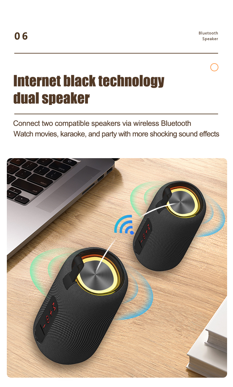 Surbort Wireless Bluetooth Speaker, Portable Bluetooth Speaker, Subwoofer, LED Dazzle Light Speaker