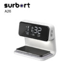 Surbort Wireless Clock, Multi-function Wireless Charger, Bedside Touch Dimming Night Light, Indoor Desk Lamp