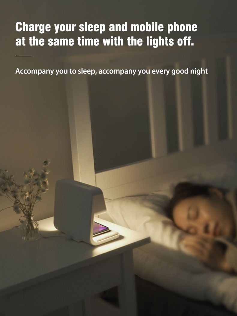 Surbort Wireless Clock, Multi-function Wireless Charger, Bedside Touch Dimming Night Light, Indoor Desk Lamp 
