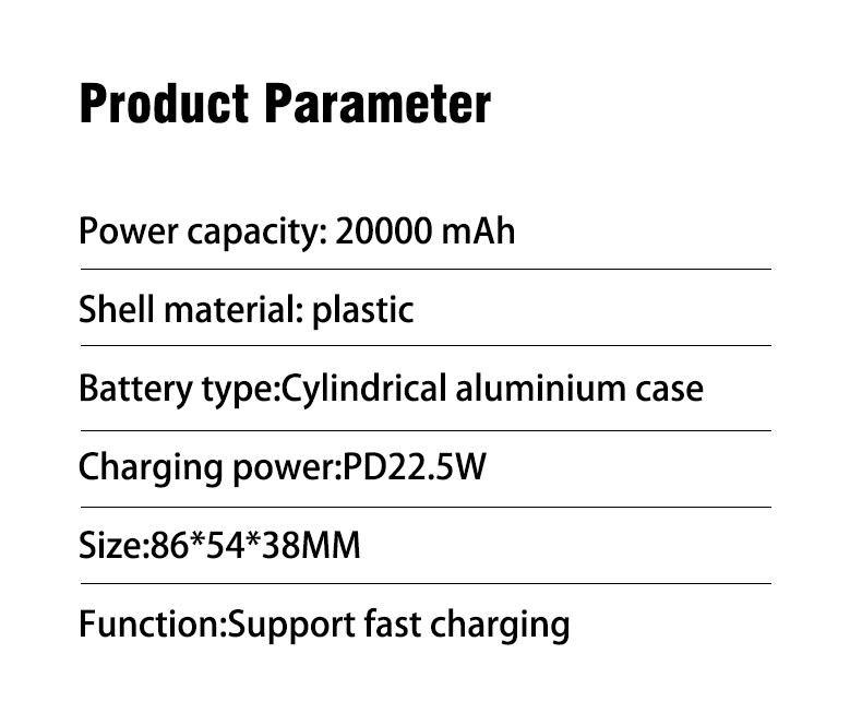 Surobrt PD rechargeable power bank, mobile phone mobile power, 22.5W fast charging rechargeable power bank, high capacity mobile power, mobile phone rechargeable power bank