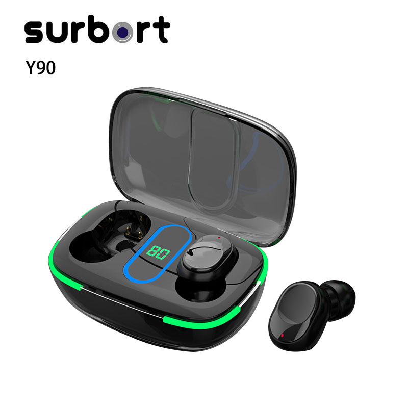 Surbort TWS Wireless Bluetooth Headset, Sports Headset, Portable Bluetooth Headset, Digital Bluetooth Headset, Hi-Fi Headset, LED Breathing Light Headset