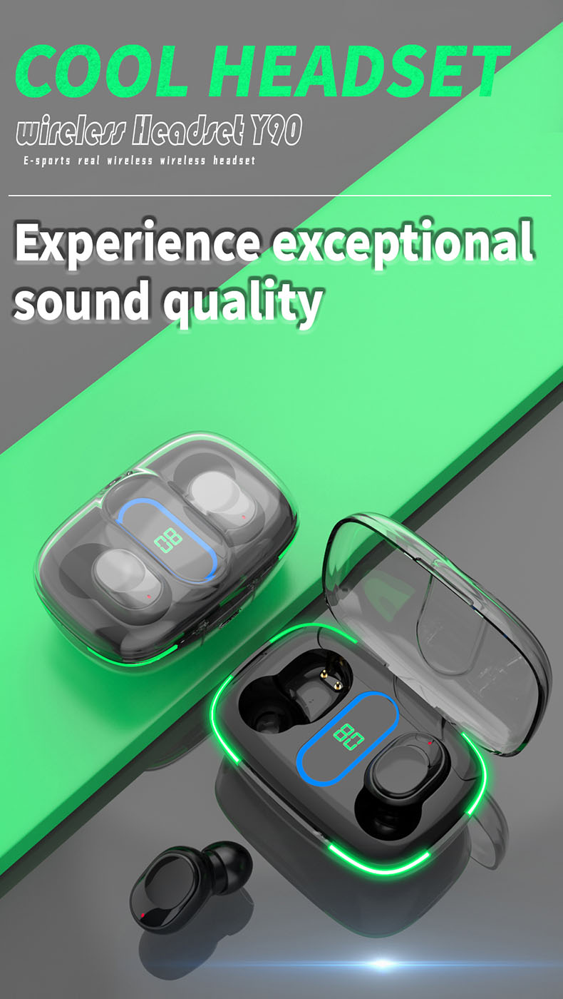  TWS Wireless Bluetooth Headset, Sports Headset, Portable Bluetooth Headset, Digital Bluetooth Headset, Hi-Fi Headset, LED Breathing Light Headset