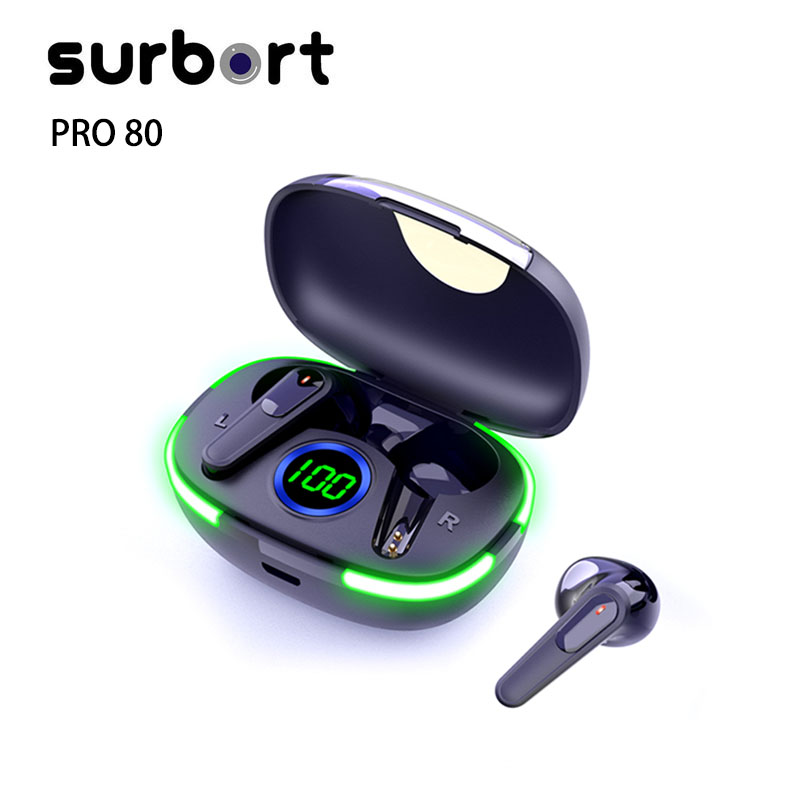 Surbort Wireless Bluetooth Headset, TWS Headset, Digital Display Headset, Sports Headset, Mini Bluetooth Headset, LED Breathing Light Headset