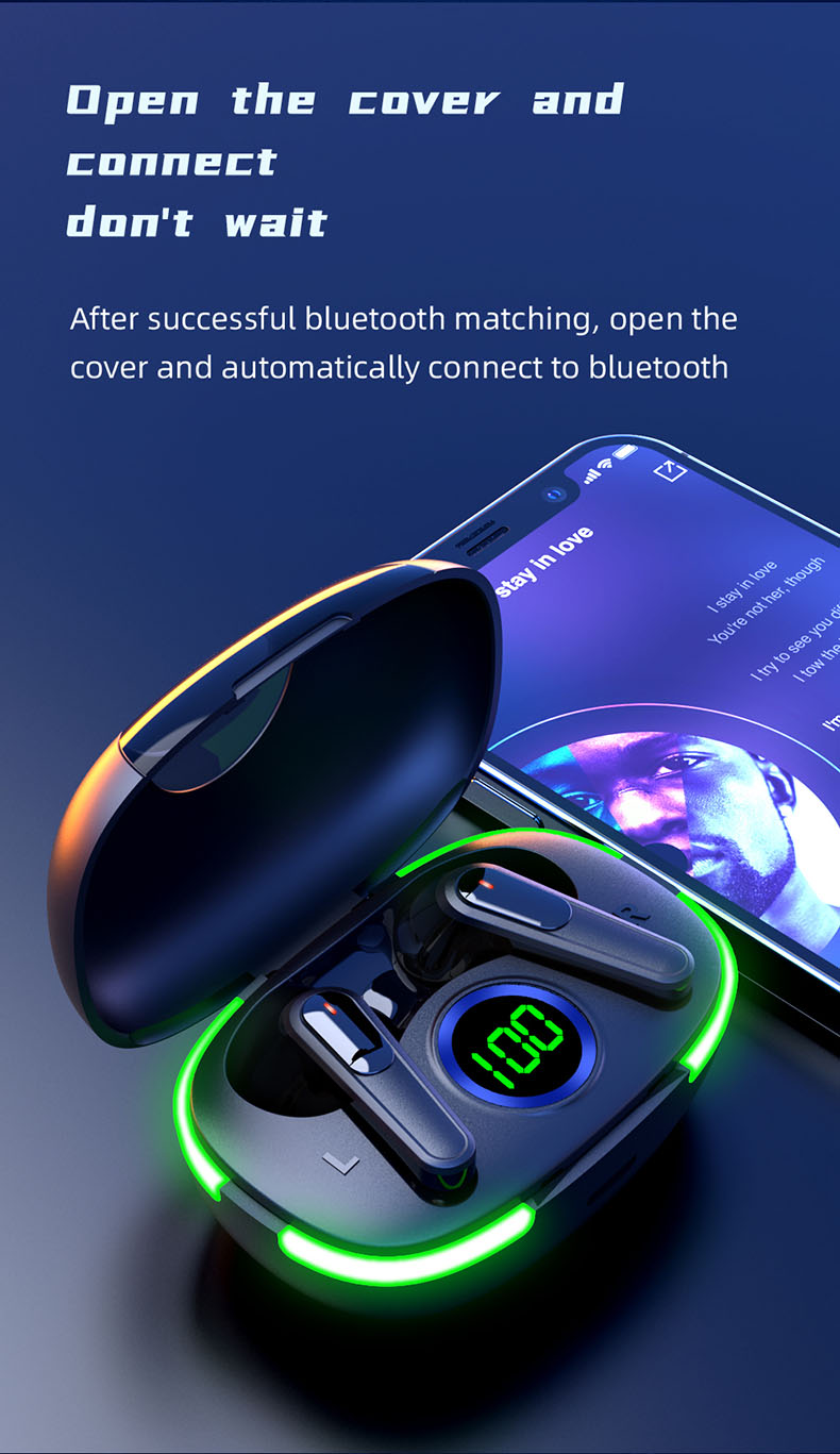 Wireless Bluetooth Headset, TWS Headset, Digital Display Headset, Sports Headset, Mini Bluetooth Headset, LED Breathing Light Headset