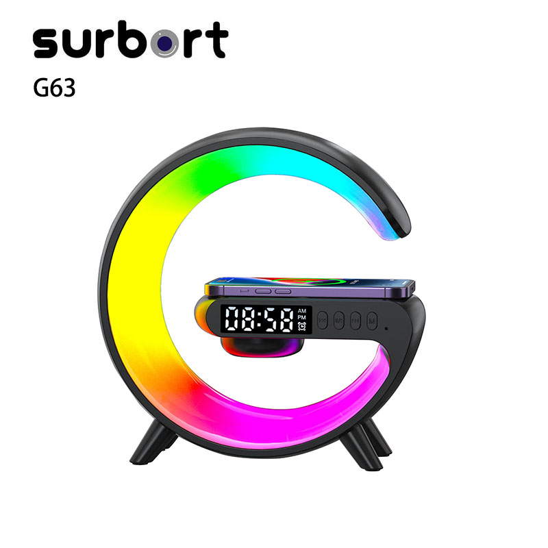 Surbort Wireless Bluetooth Speaker, Bluetooth Clock Speaker, Outdoor Bluetooth Speaker, RGB Bluetooth Speaker, Cell Phone Wireless Charging Speaker