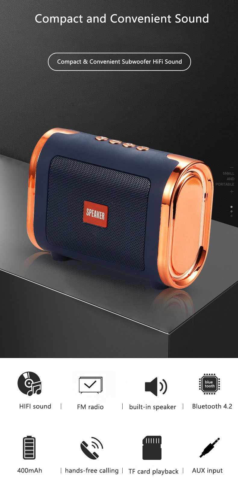 Wireless Bluetooth Speaker, Portable Bluetooth Speaker, Portable Small Speaker, Outdoor Bluetooth Speaker, Subwoofer Bluetooth Speaker